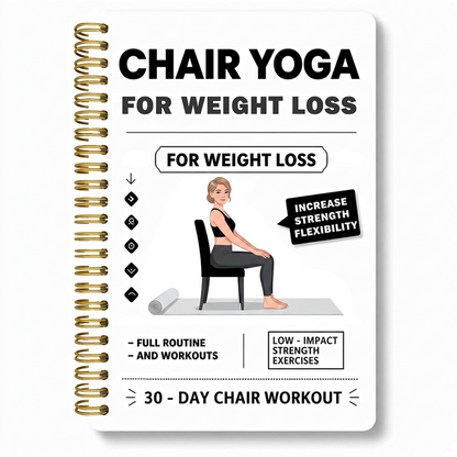 30-Day Chair Yoga Weight Control Spiral-Bound Notebook & Step-by-Step Exercise Guide