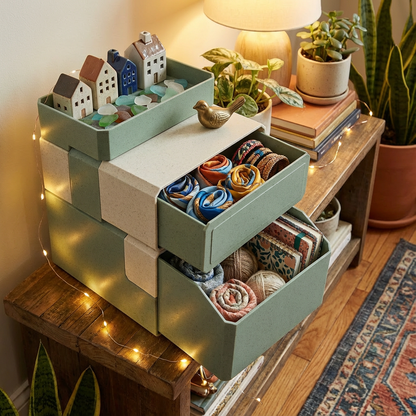 Modular Stackable Desktop Storage Organizer with Drawer & Tray — Medium