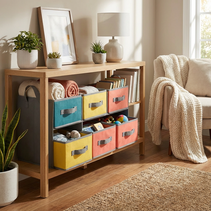 Stackable Fabric Storage Cubes Set with Handles — 6-Pack