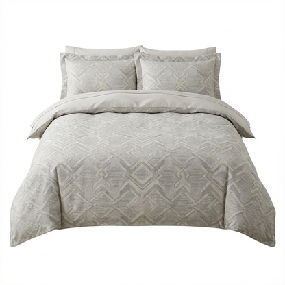 Harbor Bloom “Mist Silver Diamond” Geometric Jacquard-Style Comforter Set (Queen), 3-Piece