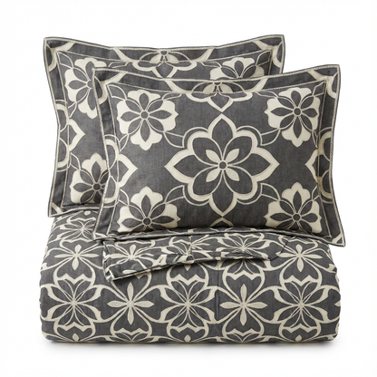 Harbor Bloom “Dusk Gray Lattice” Geometric Comforter Set (Queen), 3-Piece