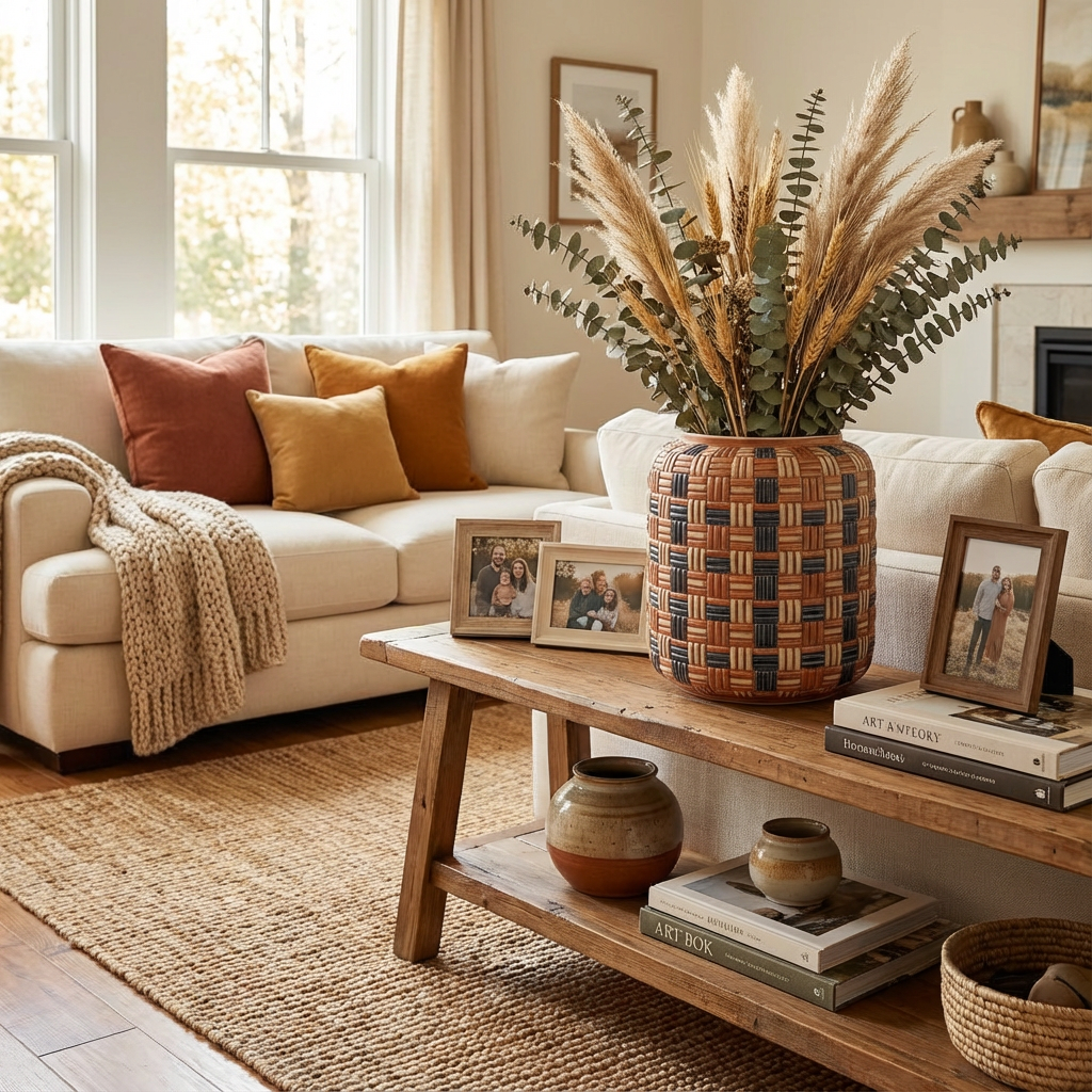 Woven Harbor Textured Ceramic Cachepot (Terracotta/Cream/Navy)