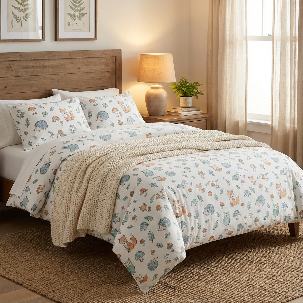 Harbor Bloom “Forest Friends” Kids Comforter Set (Queen), 3-Piece