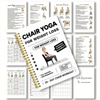 30-Day Chair Yoga Weight Control Spiral-Bound Notebook & Step-by-Step Exercise Guide