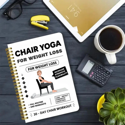 30-Day Chair Yoga Weight Control Spiral-Bound Notebook & Step-by-Step Exercise Guide
