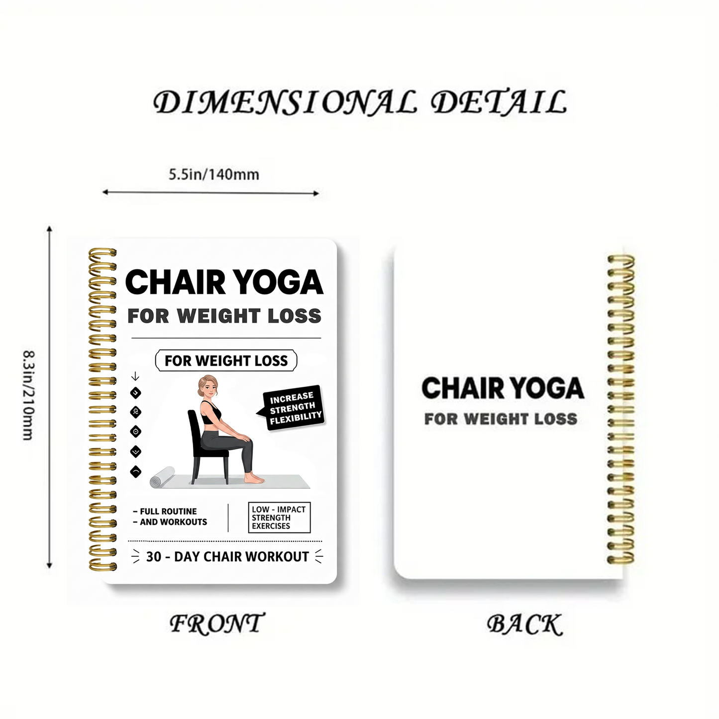 30-Day Chair Yoga Weight Control Spiral-Bound Notebook & Step-by-Step Exercise Guide