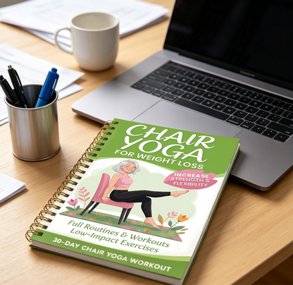 30-Day Chair Yoga Weight Control Spiral-Bound Notebook & Step-by-Step Exercise Guide