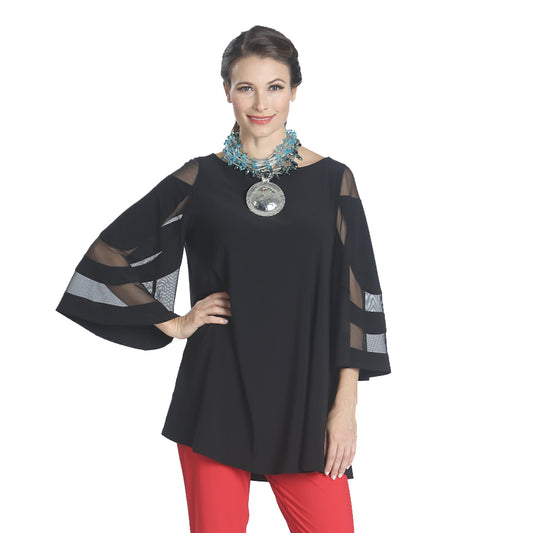 IC Collection Mesh Sleeve Tunic in Black