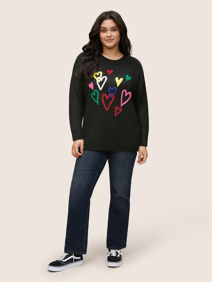 Heart Towel Embroidered Crew Neck Pullover