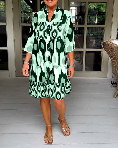 Printed 3/4 Sleeve Dress