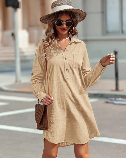 Linen Henley Tunic Top Summer Beach Coverup