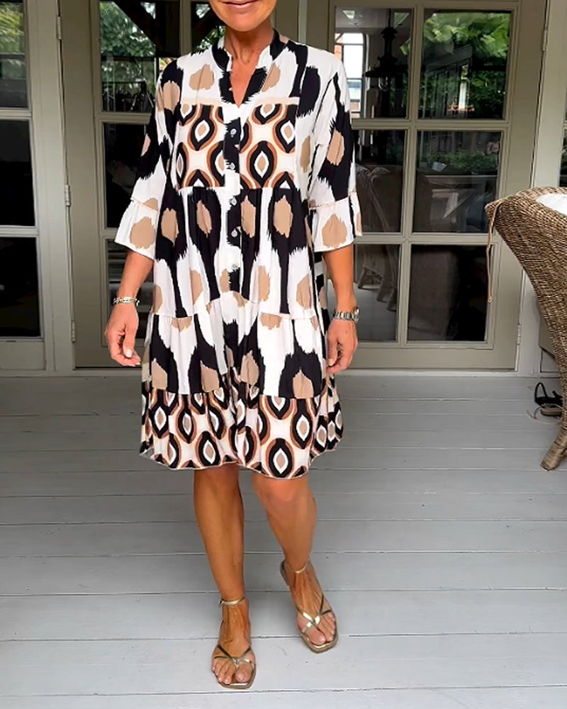 Printed 3/4 Sleeve Dress