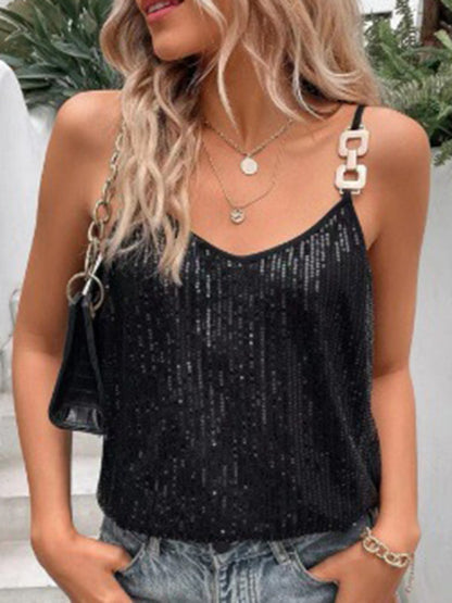 Joint Loose Sleeveless Spaghetti-Neck Vest Top