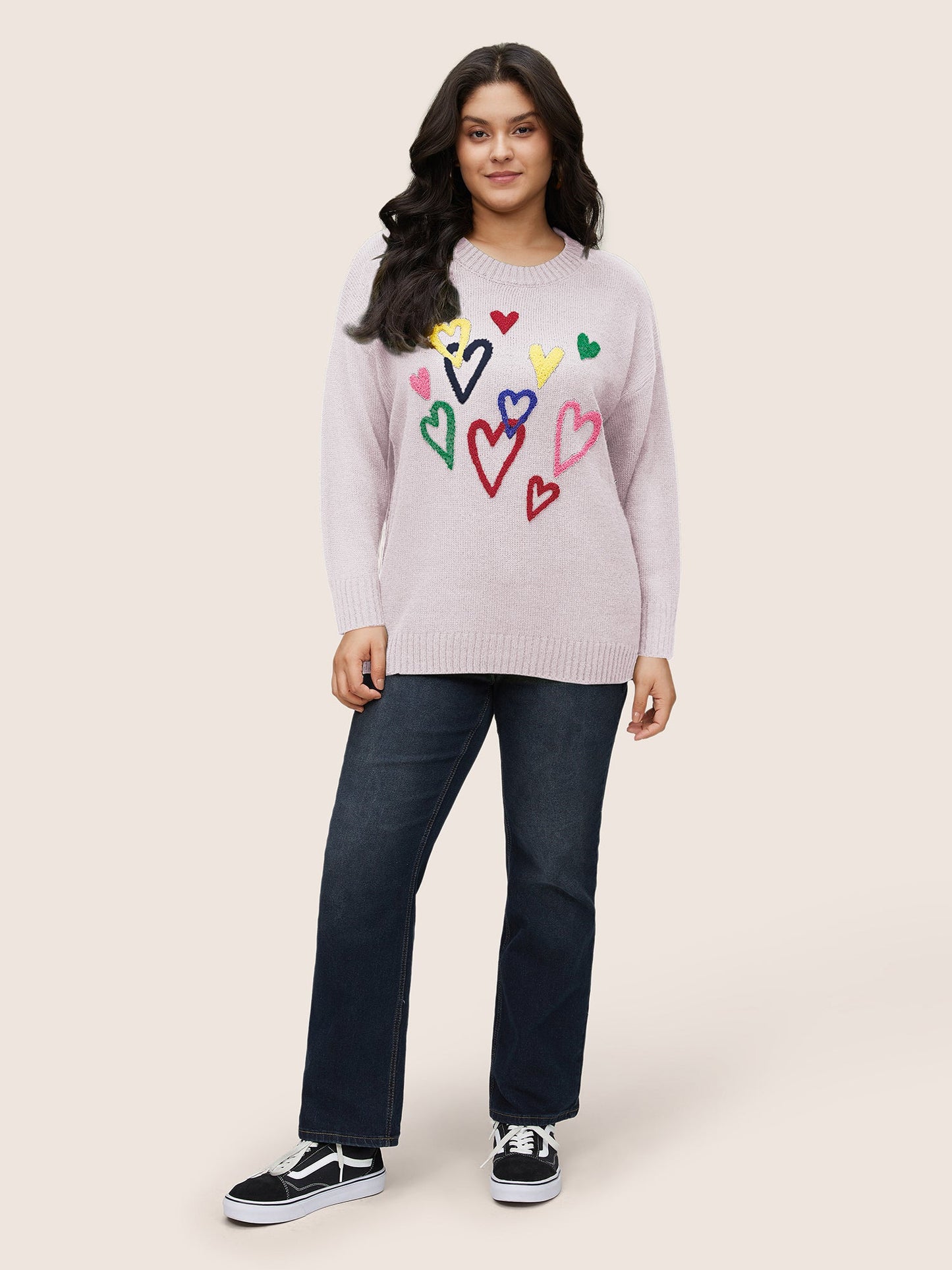 Heart Towel Embroidered Crew Neck Pullover