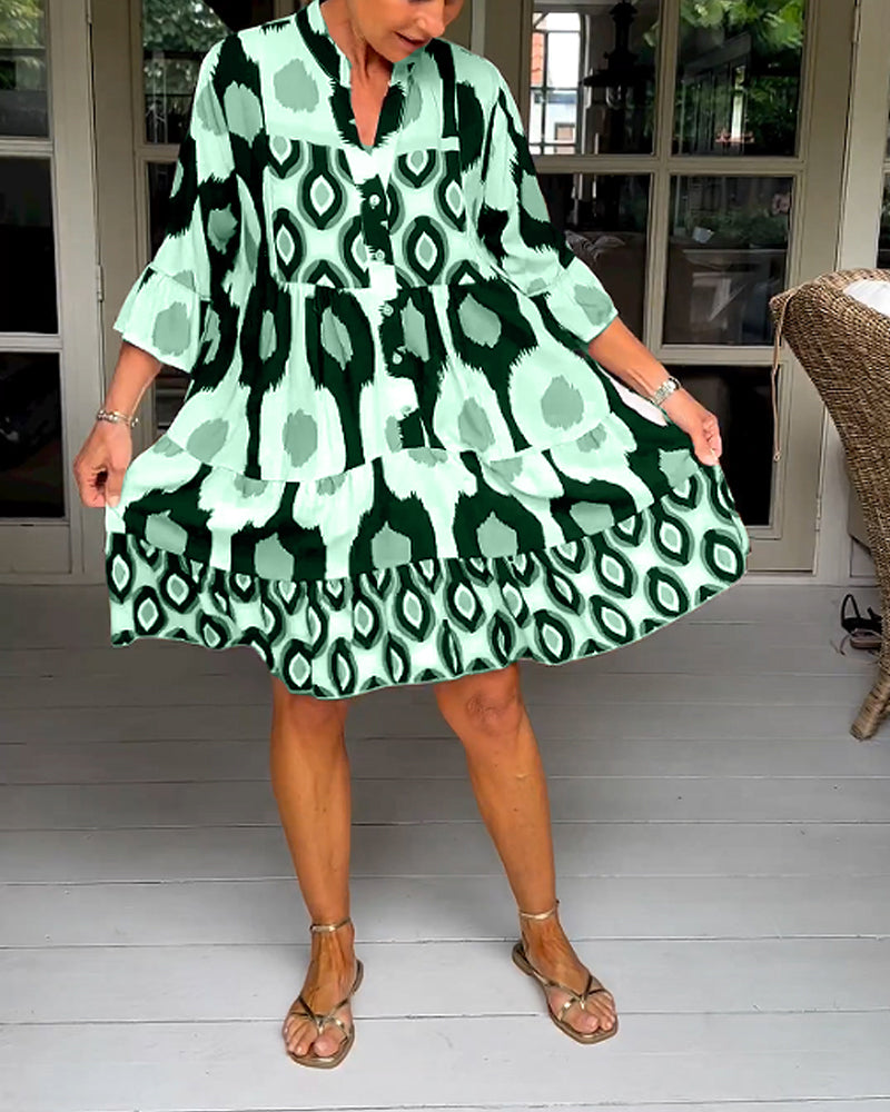 Printed 3/4 Sleeve Dress