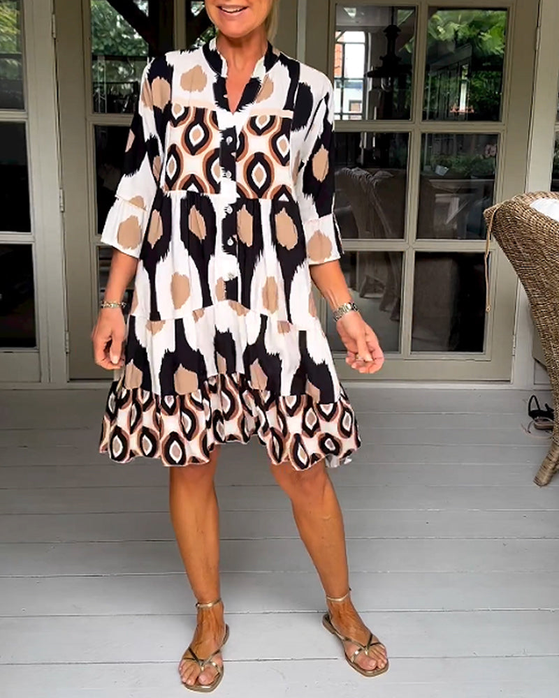 Printed 3/4 Sleeve Dress