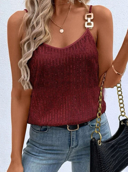 Joint Loose Sleeveless Spaghetti-Neck Vest Top