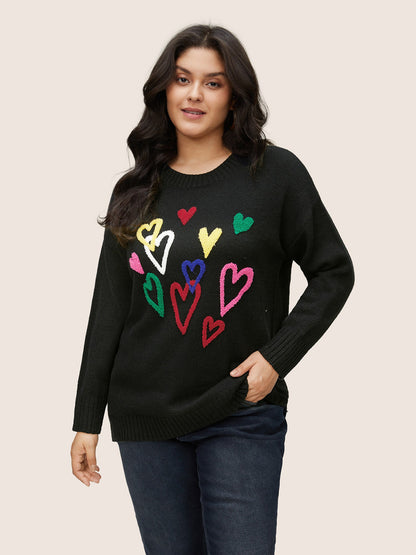 Heart Towel Embroidered Crew Neck Pullover