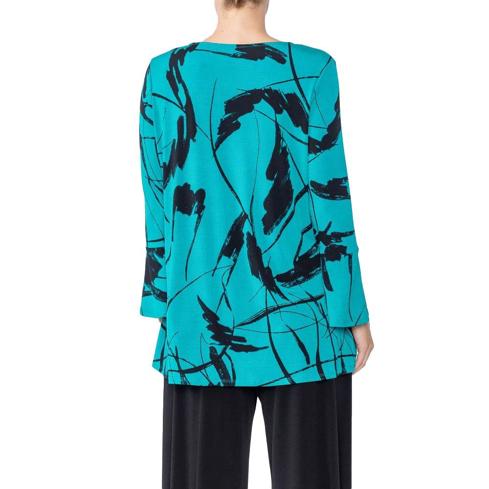 IC Collection Abstract Print Tunic Top in Teal