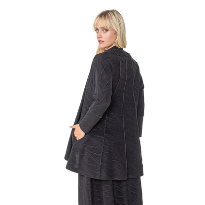 IC Collection Two-Tone Textured Knit Cardigan in Black