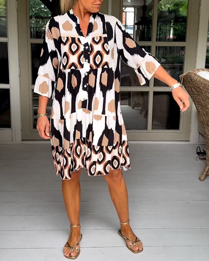 Printed 3/4 Sleeve Dress