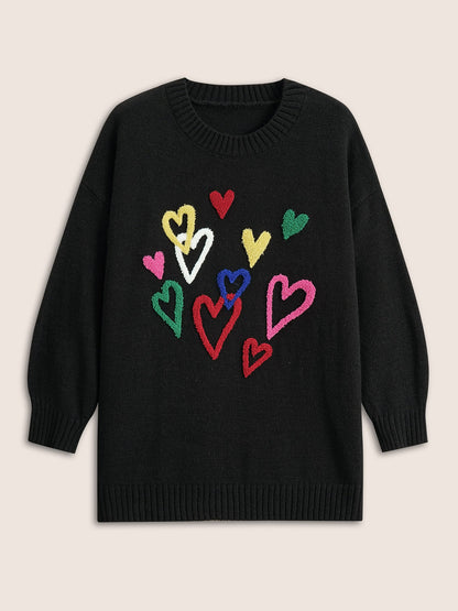 Heart Towel Embroidered Crew Neck Pullover