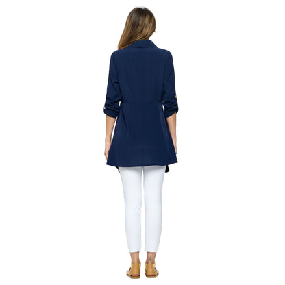 Focus by JJ Crepe De Chine Tunic in Navy