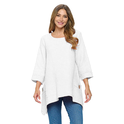 Focus Oversized Waffle Tunic in White