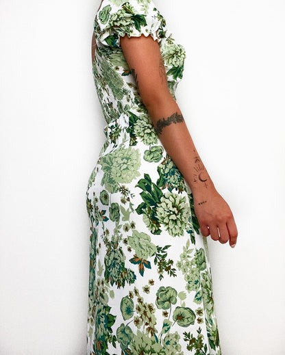 Bowie Floral Midi Dress - Green