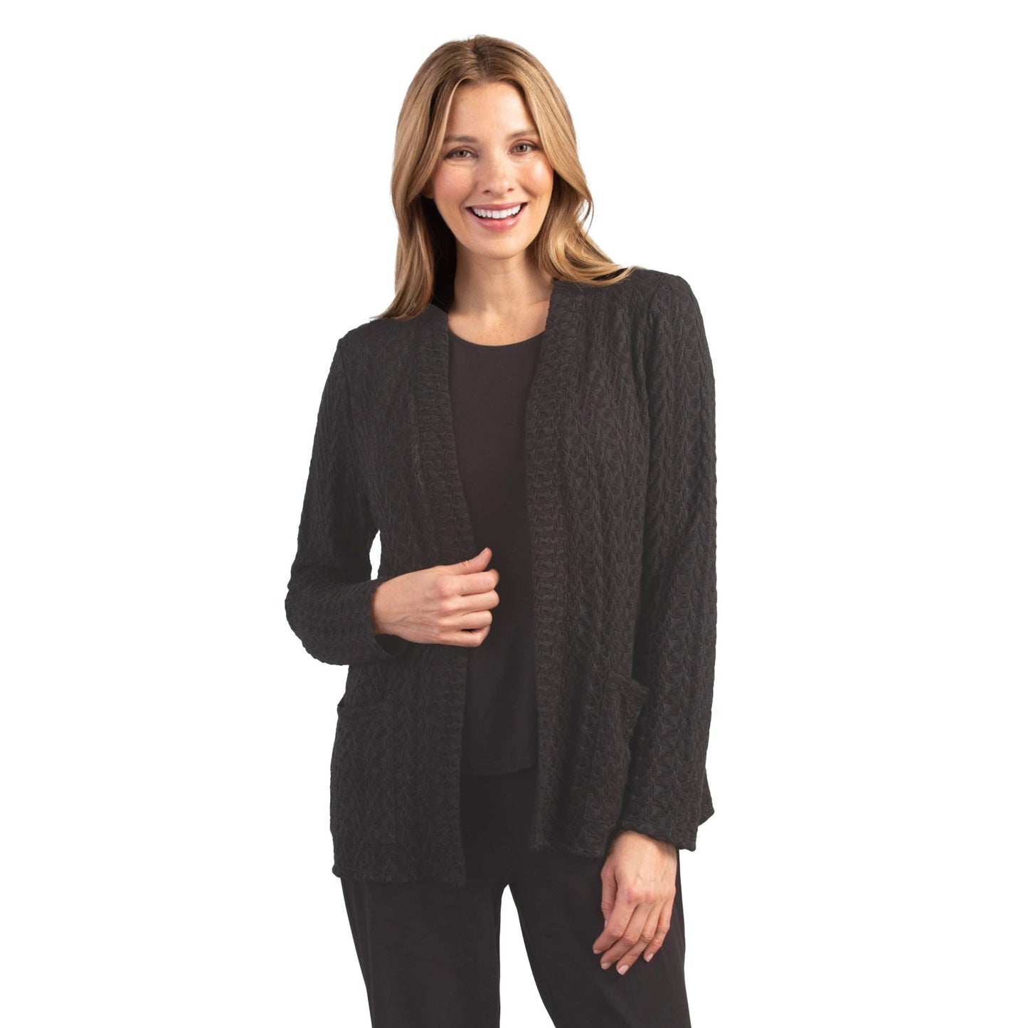 Habitat Cobblestone Knit Pocket Cardigan in Black