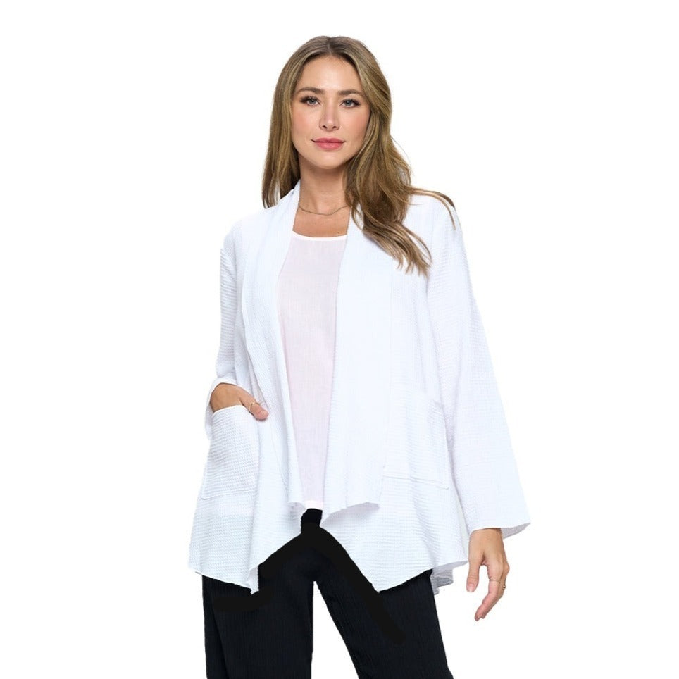 Focus Lightweight Waffle Cardigan in White