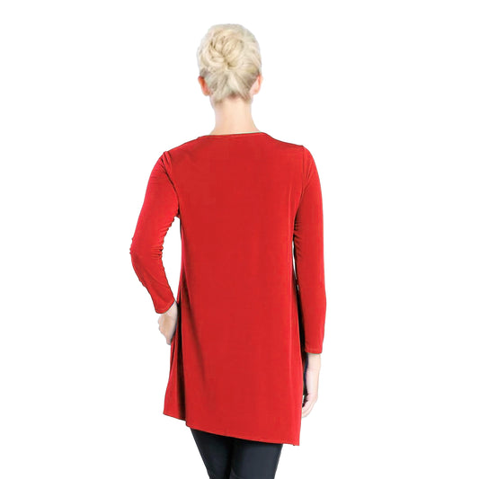 IC Collection V-Neck Drape Front Tunic in Red