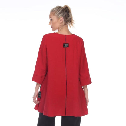 Moonlight Tunic w/ Half-Circles Trim in Red/Black