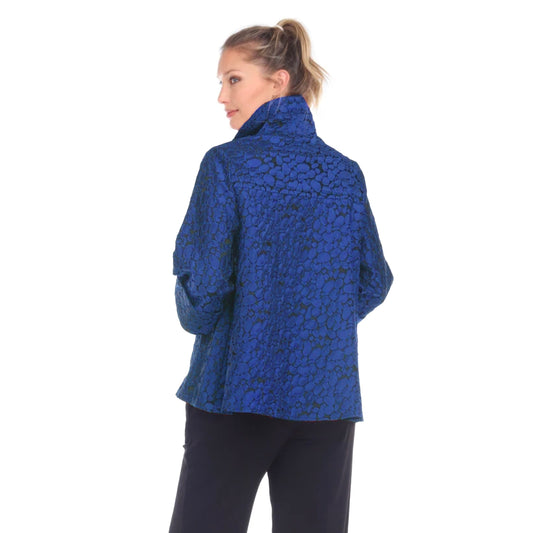 Moonlight Jacquard Button Front Jacket in Royal Blue