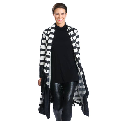 IC Collection Checkered Open Front Long Jacket