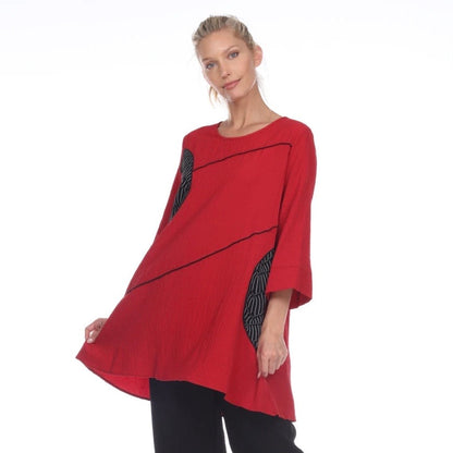 Moonlight Tunic w/ Half-Circles Trim in Red/Black